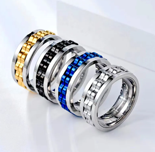 Stainless Steel Spinner Fidget Ring — Stress Relief You Can Wear