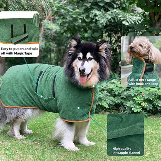 Pet Bathrobe & Fast-Drying Towel — Keep Your Dog Warm & Dry Instantly