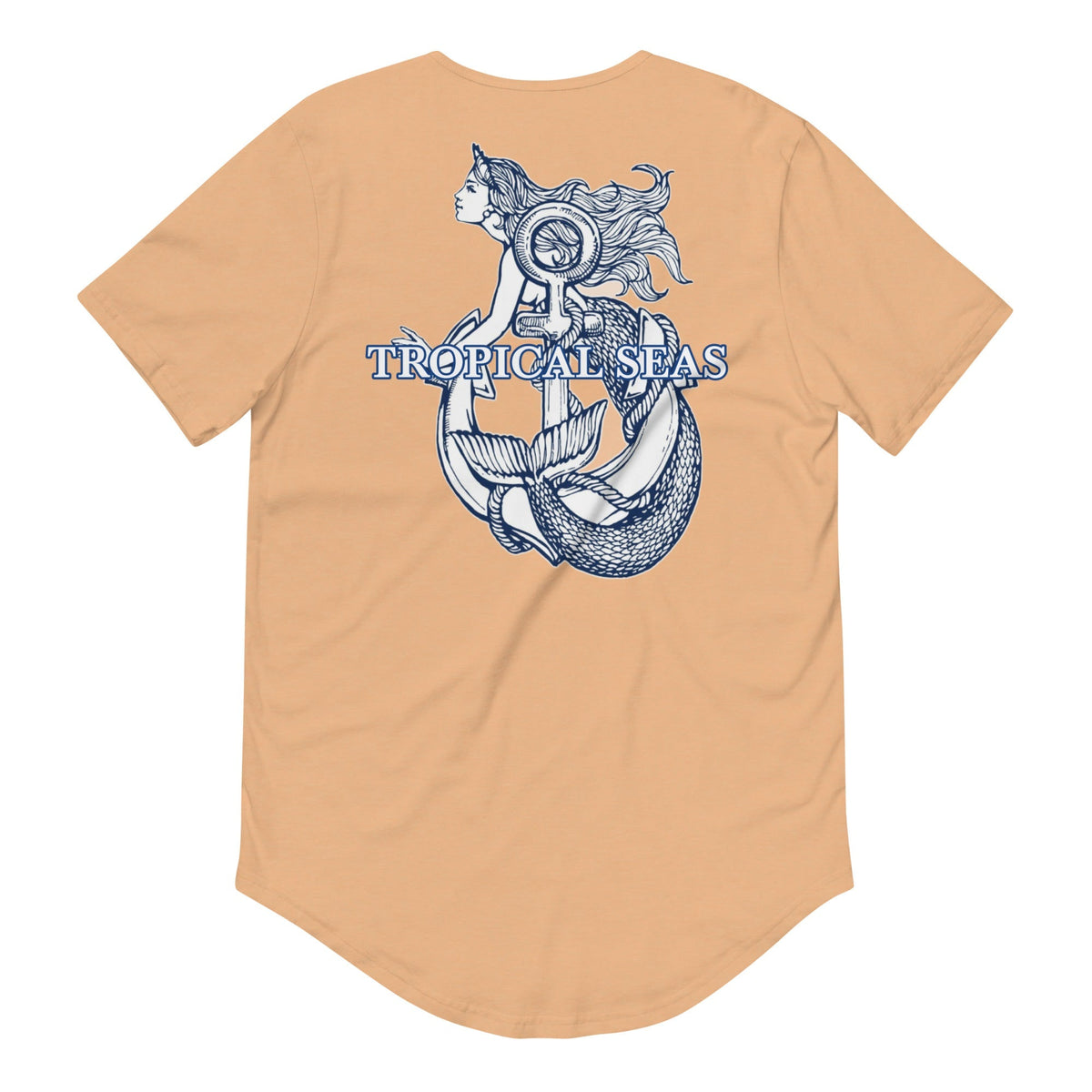Men's Curved Hem Ancient Mermaid Anchor T-Shirt