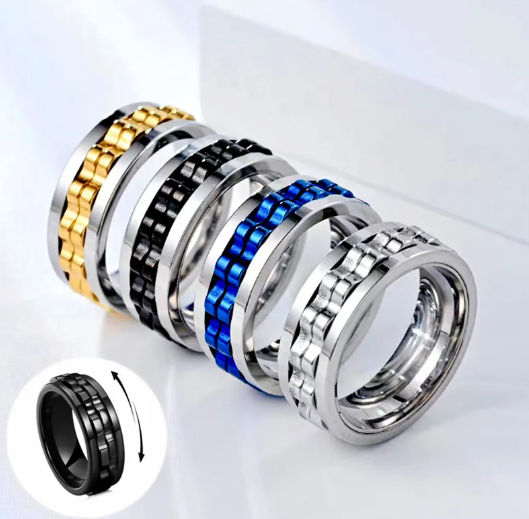Stainless Steel Spinner Fidget Ring — Stress Relief You Can Wear